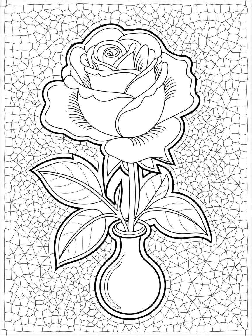 Mosaic style — a single blooming rose
